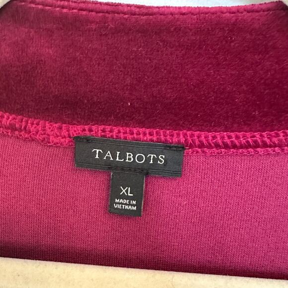Talbots Womens Luxe Velour Easy V-Neck Tunic Top Size XL Dewberry Cozy Stretch - Picture 5 of 8